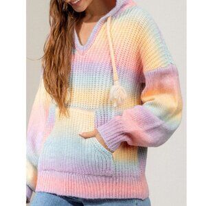 Love Stitch Pastel Rainbow Hooded Sweater Size M or L